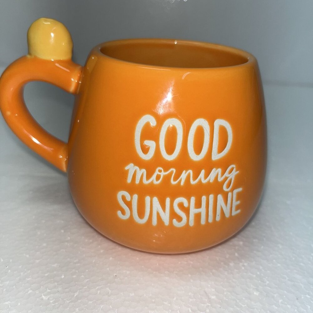 Good Morning Sunshine Orange Ceramic Mug With Sunflower Handle
